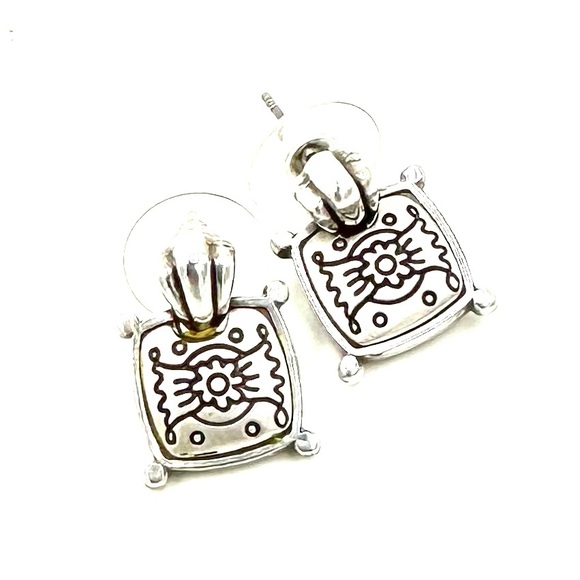 Brighton Jewelry - 𝅺Brighton Silver Southwestern Style Drop Dangle Stud Earrings